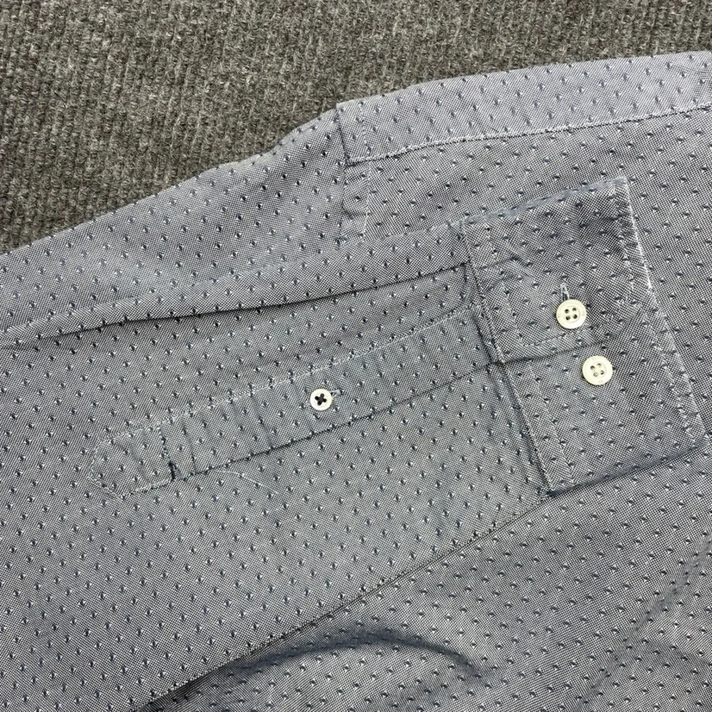 Banana Republic Mens M Tall Slim Fit Blue Dobby Long Sleeve Button Down Shirt